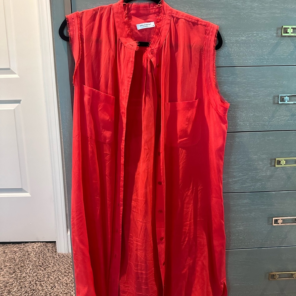 Equipment sleeveless silk blouse dress